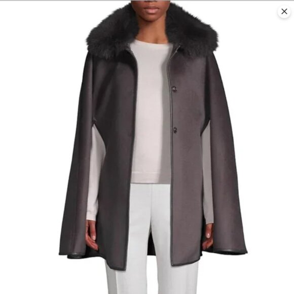 WOLFIE FURS Made For Generations™Fox Fur-Trimmed Cape - Picture 1 of 10